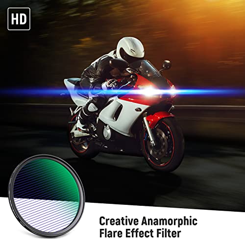 NEEWER 62mm Blue Streak Filter, HD Optical Glass 360° Rotatable Anamorphic Flare Special Effects Lens Filter - Image 2