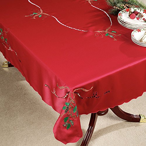 60 X 140 Oblong Red Lenox Cutwork Holiday Nouveau Christmas Tablecloth By Bardwill #TOP1