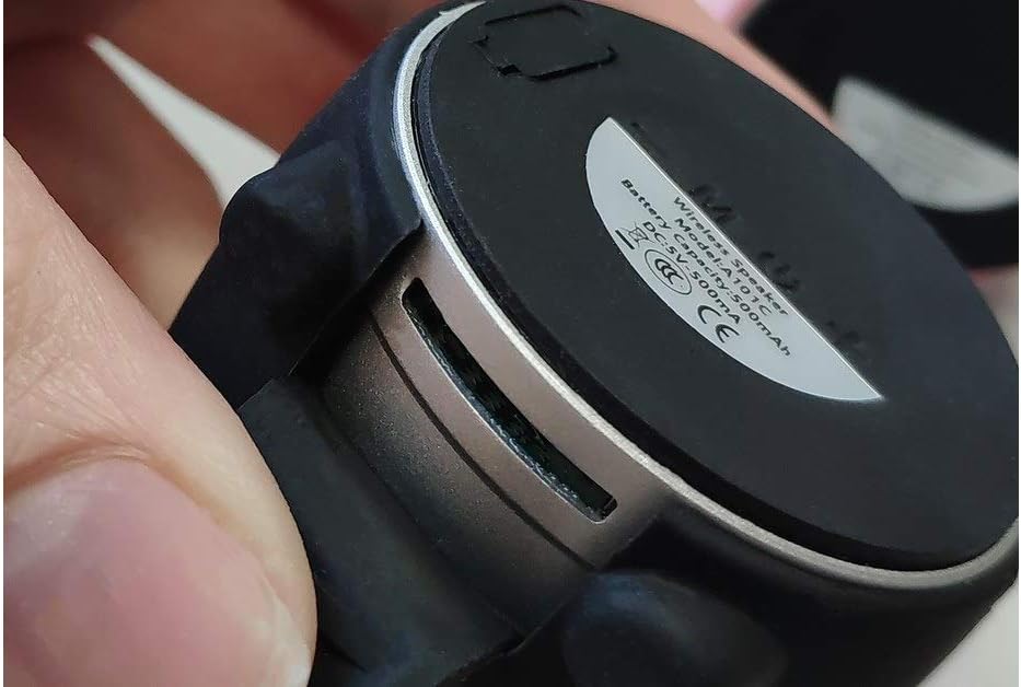 Дно view of the EWA A101C speaker showing controls and product label