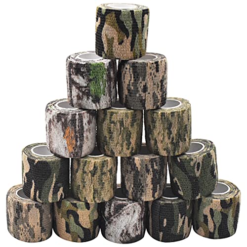 Yueser Outdoor Tarnband, 15 Rollen Camo Tape Stealth Camouflage Tape Selbstklebender Vliesstoff Band Camo Stretch Bandage für Outdoor Camping...