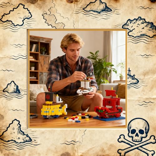 Image of 5 Mini Pirate Ship Building Blocks, Japanese Top Pirate Ship Straw Hat Crew Going Merry - Thousand Sunny - Polar Driver - Snake Princess, Play Adventure Piece One Gift for Adult, Teen 14+