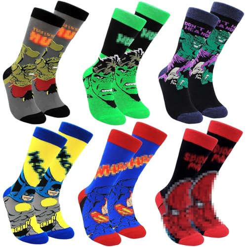 Ycaaeo 6 Pares Calcetines Hero para Hombre y Mujer,Tallas