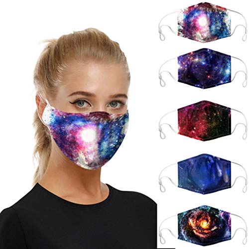 Jamicy 5 STK Atmungsaktive mundschutz waschbar Wiederverwendbare mundschutz,Mundbedeckung für Staubschutz Anti Gesichtsabdeckung, drucken mundbedeckung