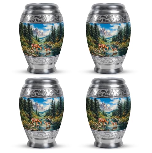Image of Deer Urn - Mini Urns for Cremation - Keepsake Urns for Human Ashes Adult Mom & Dad - 3 Inch Set of 4