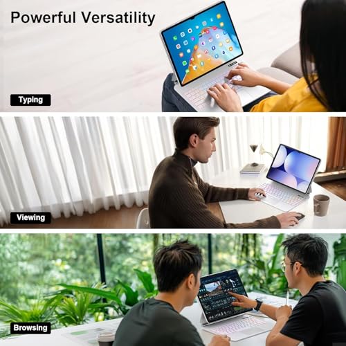 Image of RTSY Magic Style Keyboard for Samsung Galaxy Tab S10 Plus, S10+, S9 Plus, S9+, S9 FE Plus, S8 Plus, S7 Plus (12.4 Inch) with 7-Colors Backlit & Multi Touch Trackpad, Floating Cantilever Design. LED