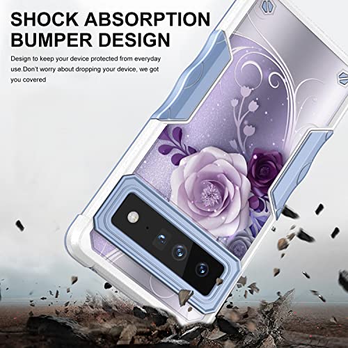 Coque Google Pixel 7 Pro robuste antichoc hybride double couche fleur violette - 4
