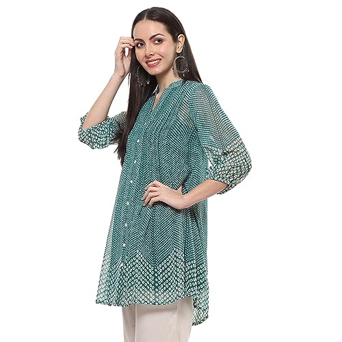 Image of BIBA Women Polyester Straight Printed Top