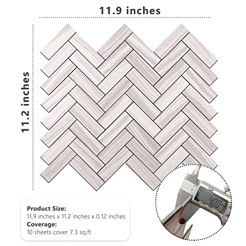 Stickgoo 1 Sheet Peel And Stick Backsplash, Pvc Backsplash Tile, Herringbone Self Adhesive Wall Tile For Kitchen Bathroom, Laundry Room, Fireplace #TOP5