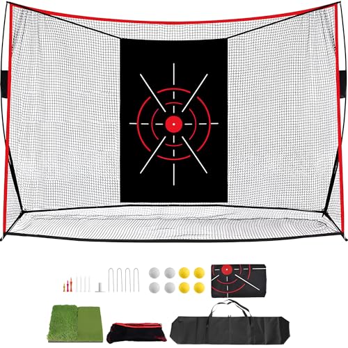 Golf Net Review: Home Practice Essential 6 Aohanoi Golf Net, 10x7ft Golf Hitting Nets with a Turf Mats, Golf Practice Net for Backyard,Garage, Terrace Equipped with Noise Free Target, Great Gift for Fathers, Husbands and Professional Golfers