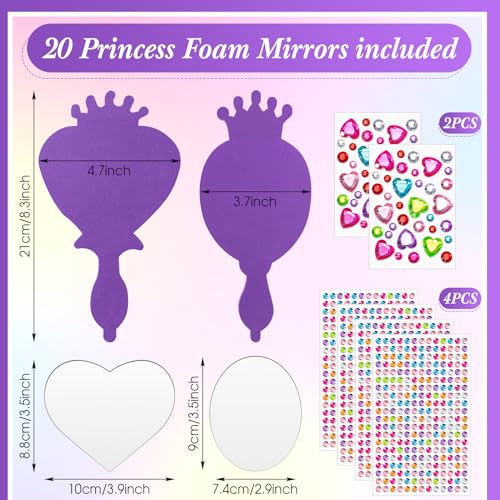 Espejos irrompibles para niños Geetery para manualidades de princesas pack de 20 unidades 3