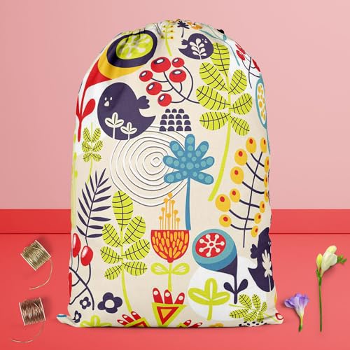 Image of ArtzFolio Birds & Flowers D5 | Reusable Sack Bag | Bag for Gym, Storage, Vegetable & Travel