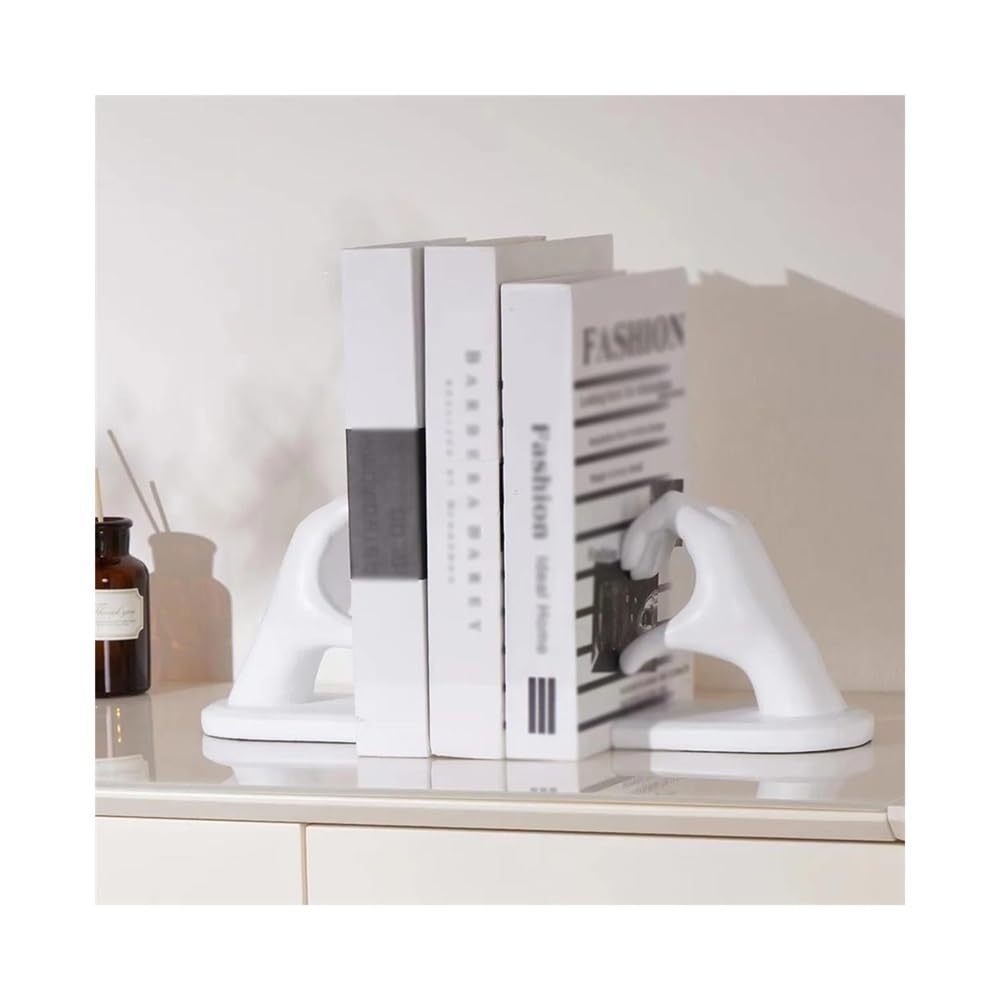 Shelves Bookends for Shelves Book Ends Sculpture Aesthetic Decor for Bedroom Living Room Book Support(White)