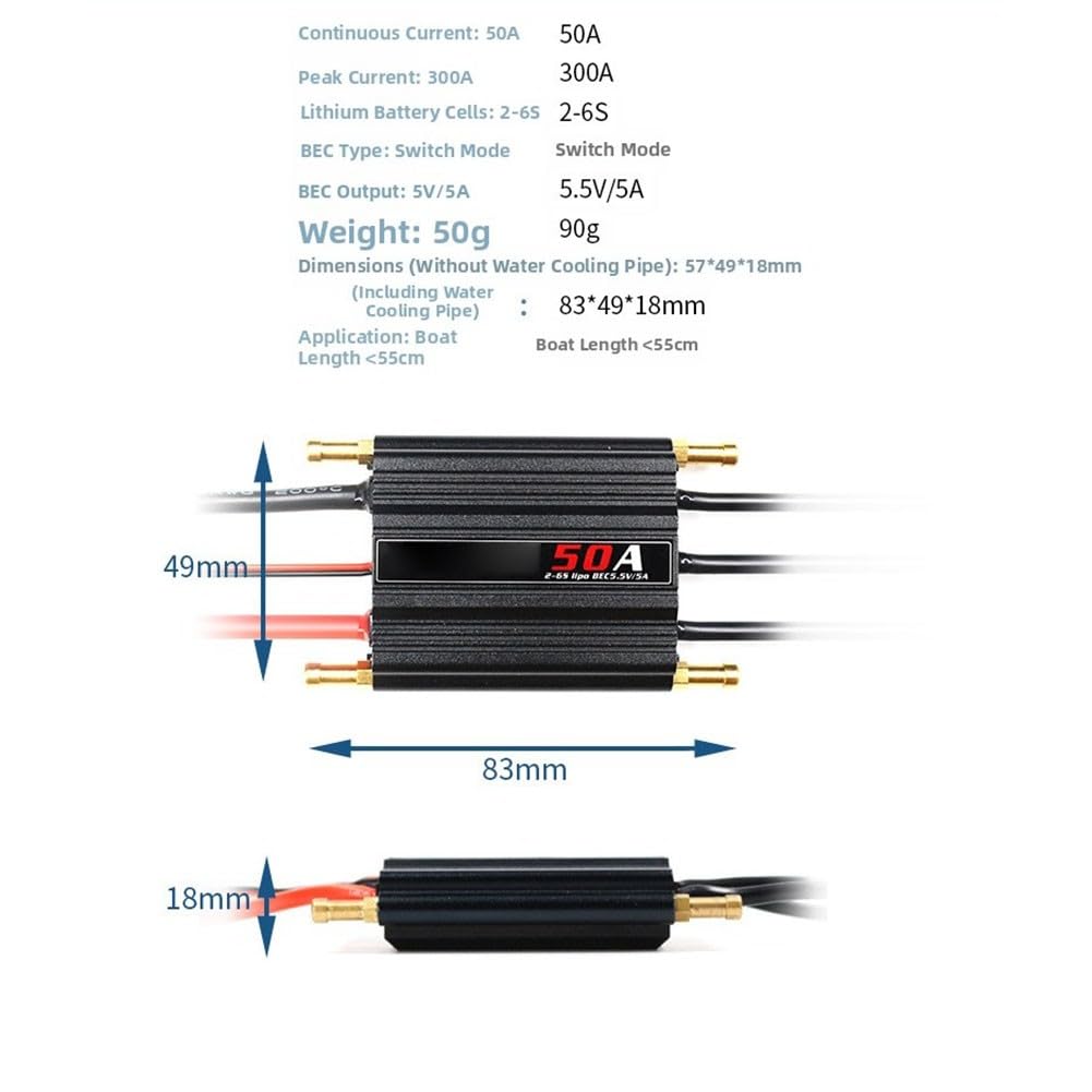 FACAIIO RC Barca Brushless ESC 2-6S Regolatore di velocità impermeabile con