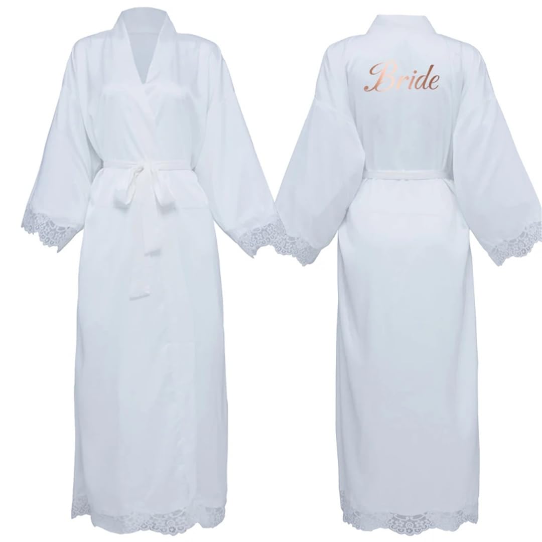 Yeuyyben Vestaglie lunghe da donna in raso opaco in pizzo kimono da sposa abiti da damigella d'onore abiti da notte per feste di nozze