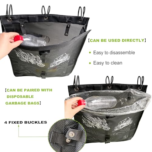 Image of Universal ATV UTV Trash Sack Storage Bag Trash Sack Mesh Large Trash Bag Boat Trash Bag Portable Boat Trash Can Sandbar RV or Camping (Car+Tiger)