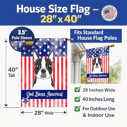 Drapeau Boston Terrier grand format pour mât de maison et déco jardin extérieure