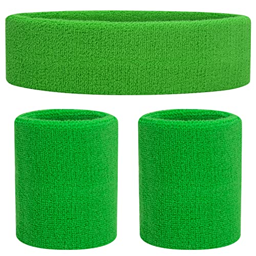 ONUPGO Sweatband Set Sports Headband Wristband Set Sweatbands Terry Cloth Wristband Wrist Sweatband Headbands Moisture Wicking Sweat Absorbing Head Band