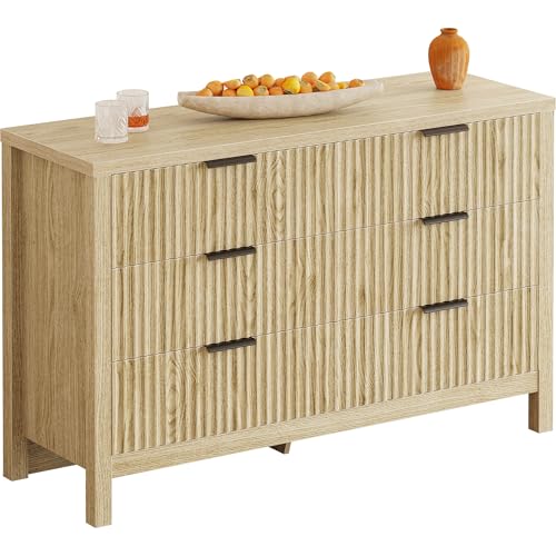 image for LIKIMIO Fluted 6 Drawers Dresser for Bedroom, 47