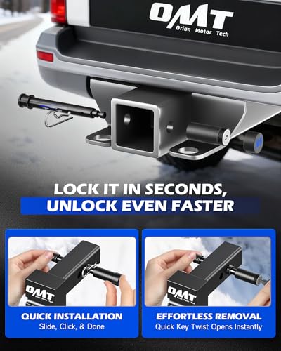 Image of Orion Motor Tech 2 Pack Locking Hitch Pin, Fits 2 inch Receiver with 5 /8 inch Diameter Hitch Pin Lock, Anti-Theft Steel Hitch Pin Lock with Key for Class III IV Hitches, Anti-Rattle Trailer Hitch Pin