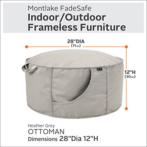 Classic Accessories Montlake Frameless Indoor/Outdoor Bean Bag Ottoman, Heather Grey #TOP2