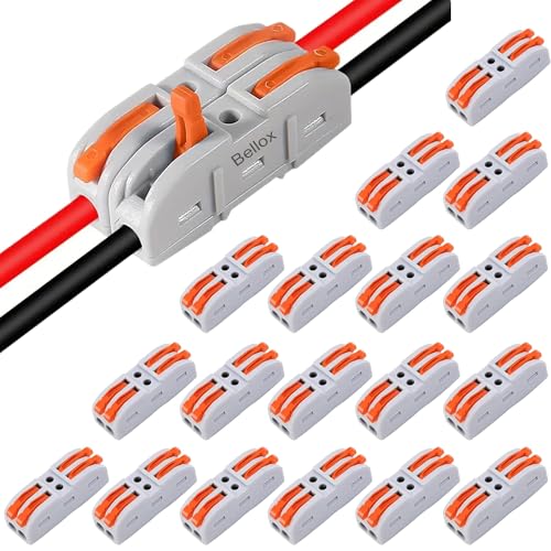 Image of Bellox 18 Pcs Lever Wire Cable Connectors, 2 in 2 Out Electrical Splice Inline Terminals, 24-12 AWG Push Type Quick Splice Lock Compact Wire Jointer Conductor For Home, Electrician Use