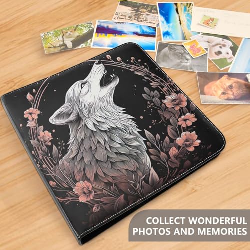 Álbum de Fotos Auto Adhesivo DIY con Cubierta de Piel PU Floral Lobo, 3 Anillas, 40 Páginas 8x10 para Recuerdos miniatura 5