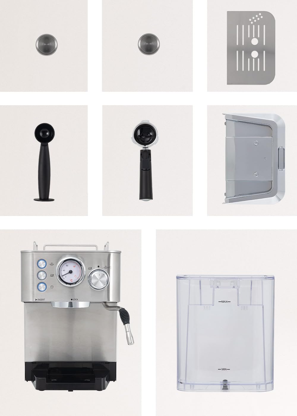 CREATE / THERA CLASSIC/Machine à espresso/Machine à espresso semi-automatique / 20 bars pour café moulu et monodose ESE, réservoir de 1,25 litre, 1100W