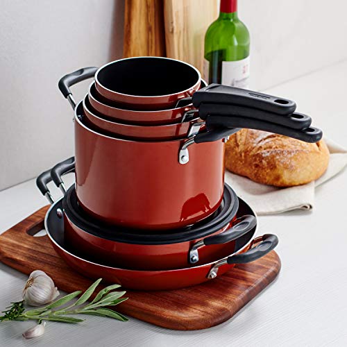 Image of Tramontina Non Stick 11-Piece Nesting Pots and Pans Set with Lids - Red