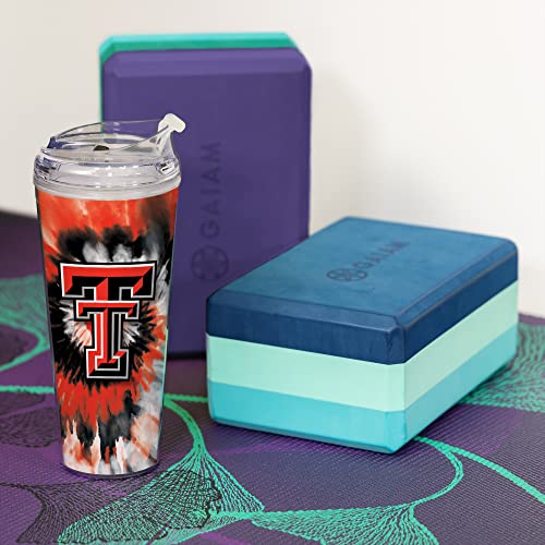 Image of Rico Industries NCAA Glitter 24oz Acrylic Glitter Tumbler with Hinged Lid, Officially Licensed Double Wall Tumbler with Straw