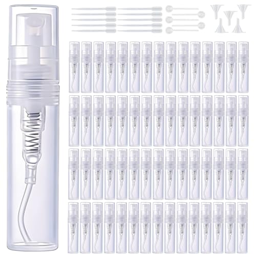 100 atomizadores de perfume de 3 ml, mini rellenables, atomizadores de viaje con embudo, pipetas, cabezal de prensado, atomizador de perfume vacío para perfume, alcohol, cuidado personal, líquido