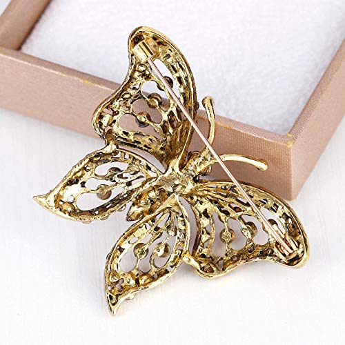 Image of Animal Series Orange Rhinestones Butterfly Brooches Women Brooch Pins Wedding Brooches