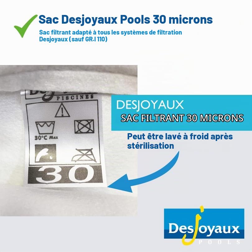 Desjoyaux Pools - Sac Filtrant Piscine - Sacs Filtrants 30 Microns Produit Officiel Desjoyaux