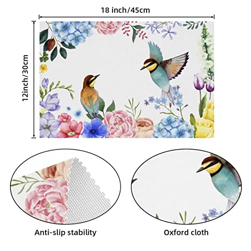 Set de table oiseau rectangulaire lavable 30x45 cm et protection table de cuisine