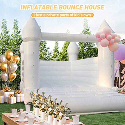 WARSUN Inflatable White Bounce House 13x10x10FT with Blower All PVC Bouncy House Castle with Large Jumping Area & D-Rings Decorate, Bounce House Castle for Wedding Birthday Party Photography Business