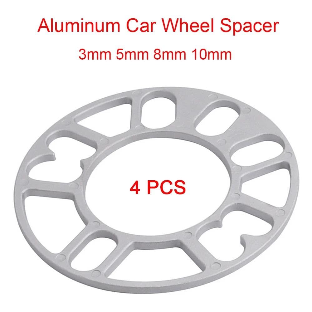 Separadores Ruedas 4 Uds Universal 3mm 5mm 8mm 10mm Placa Espaciadora Rueda Coche Aluminio para 4x100 4x114.3 5x100 5x108 5x114.3 5x120 Espaciador Ruedas(5MM)
