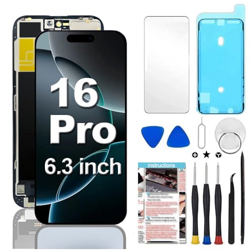 for iPhone 16 Pro Screen Replacement 6.3 inch (Model A3293 A3083 A3294 A3292) 3D Touch LCD Display Digitizer Assembly with Repair Tools