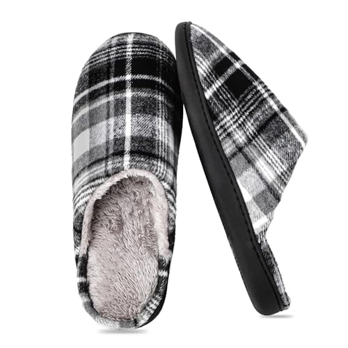 riemot Zapatillas Casa Hombre con Forro de Felpa Pantuflas Invierno de Hombre Cómodo Suave Antideslizante Gris Claro EU 42