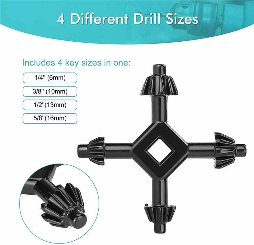 Llave de Portabrocas para taladro, Llave apretar taladro, Llave de Mandril, Llave para mandril taladro, Llave de taladro, Apto para Mayoría Los Taladros, Acero, 6 mm, 10 mm, 13 mm, 16 mm - imagen 3