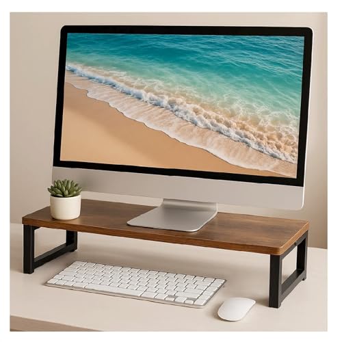 M.J COMFY-LIFE Vintage Monitor Stand Riser Desktop Storage Organiser Shelf 55 x 23 x 14cm for Notebook PC Printer Lift Stands