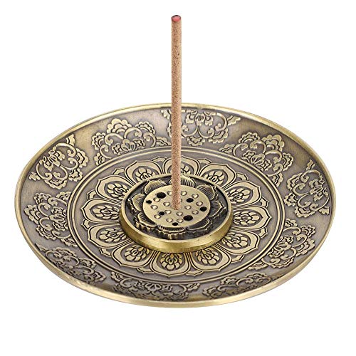 Image of Lotus Incense Holder, Bronze Incense Burners Plate Flower Round Incense Sticks Holder Bowl, Detachable Cone Incense Stick Holder for Home Tea House Yoga Meditation