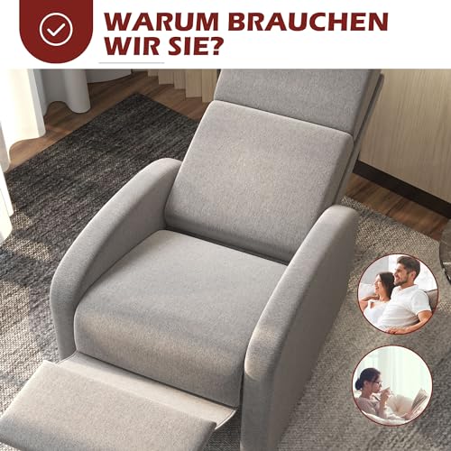 HOMCOM Relaxsessel Fernsehsessel Liegesessel mit Liegefunktion gepolstert Sessel mit Verstellbarer Rückenlehne, Ruhesessel mit Leinenoptik, Fußteil für Wohnzimmer Schlafzimmer, Dunkelgrau – Bild 7