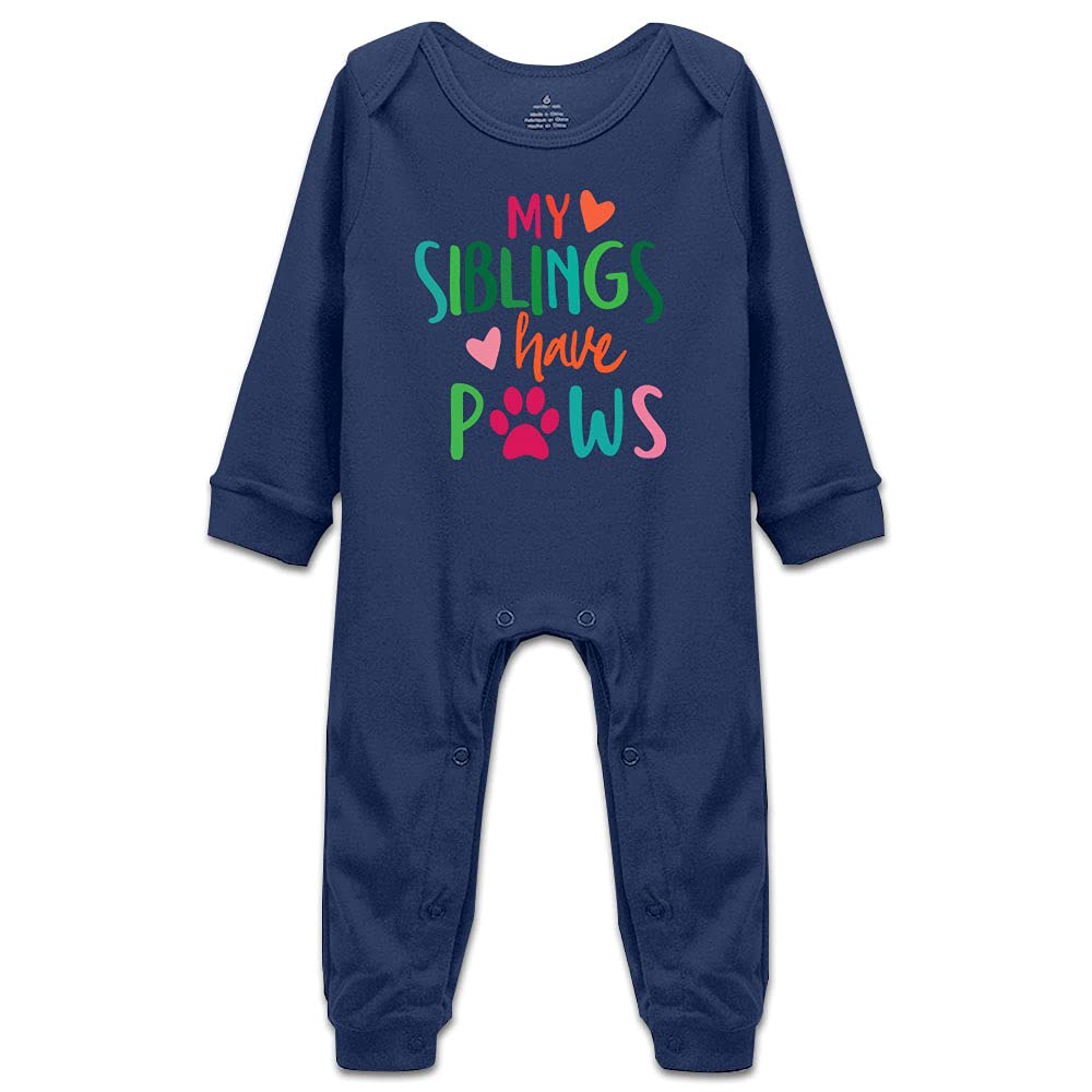 My Siblings Have Paws Baby Boys Girls Short Sleeve/Long Sleeve Romper Infant Sleeveless Jumpsuit Outfit