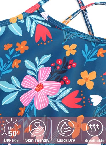 Image of Girls One Piece Swimsuits Summer UPF 50+ Quick Dry Beach Bathing Suit Cross Shoulder Strap Swimwear 2-10 Years