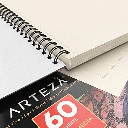 image for Arteza 11x14” Mixed Media Sketch Book, 2 Pack, 110lb/180gsm, 120 She