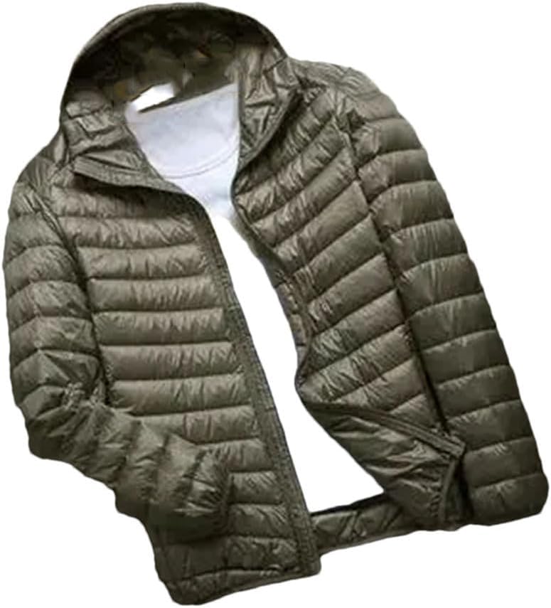 Men's Light Down Jacket Hooded Short Ultra-Thin Lightweight Youth Slim Coat Down Jackets