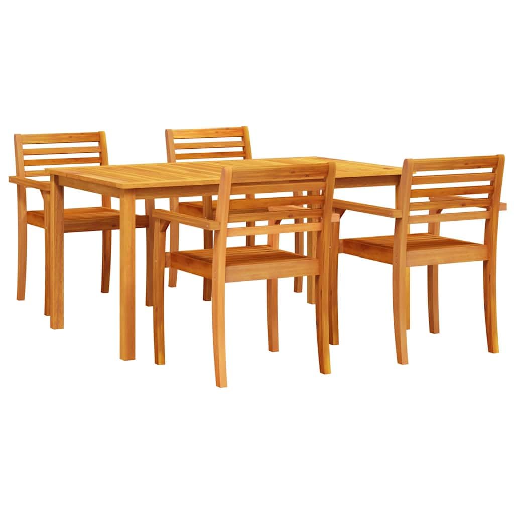 Set da Pranzo per Giardino 5 Pezzi in Legno di Acacia Marrone | Arredo da esterno in acacia massello marrone, ideale per pranzi e cene all'aperto in giardino, terrazza o patio.