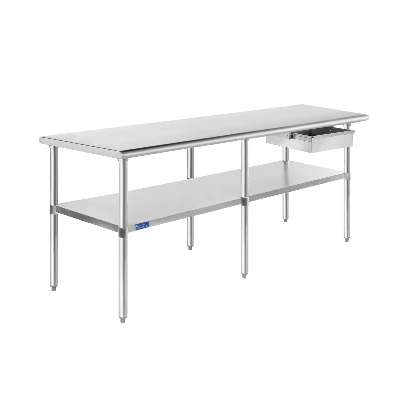 AmGood Stainless Steel Table with Drawer | Commercial &amp; Residential Kitchen Laundry Garage Utility Bench | NSF Metal Prep Table (Stainless Steel Table + Drawer, 84" Long x 30" Deep)