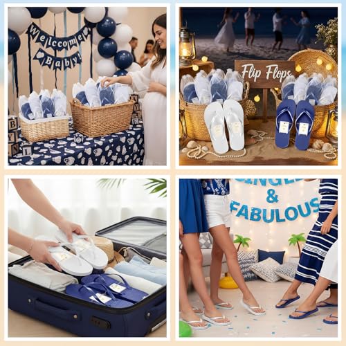 Image of Unittype Flip Flops Bulk for Wedding Guest Slippers Wedding Flip Flops with Cards Bags for Pool Beach Party