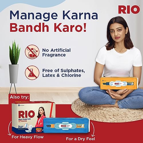 Image of RIO Cottony Soft Sanitary Pads for women, XL size, 28 Pads, Rash-Free For Sensitive Skin, Wide Back, Sturdy Wings | 230mm for teenage girls