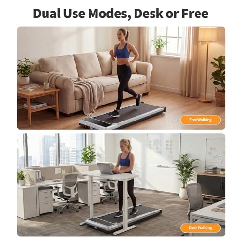 Image of NEWBULIG Under Desk Walking Pad Treadmill, Portable Compact Electric Treadmill with Remote Control, Quiet Fitness Equipment & LED Display for Home & Office, Black&Sliver